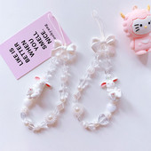 1 bucă de desene animate curele pentru telefon mobil cu mărgele, lanț de telefon iepure tridimensional, șnur de mână, frânghie pentru agățat