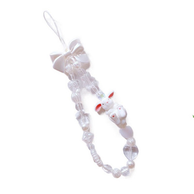 1 bucă de desene animate curele pentru telefon mobil cu mărgele, lanț de telefon iepure tridimensional, șnur de mână, frânghie pentru agățat