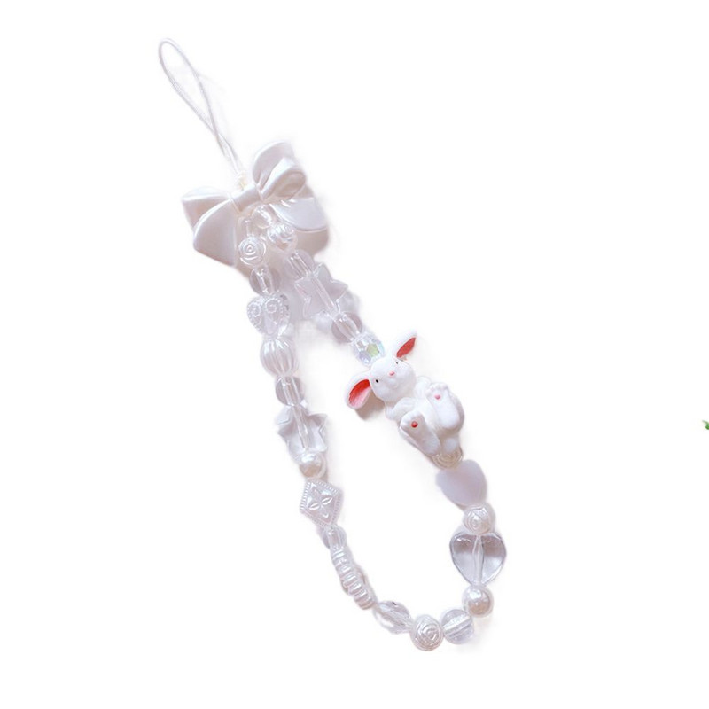 1 bucă de desene animate curele pentru telefon mobil cu mărgele, lanț de telefon iepure tridimensional, șnur de mână, frânghie pentru agățat