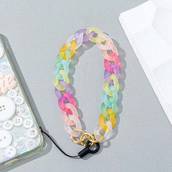 Candy Color Δαχτυλίδι Πόρπη Τηλεφώνου Κορδόνι Beads Αλυσίδα ιμάντα κινητού τηλεφώνου Αντι-χαμένο Ακρυλικό Κορδόνι τηλεφώνου Αξεσουάρ τηλεφώνου