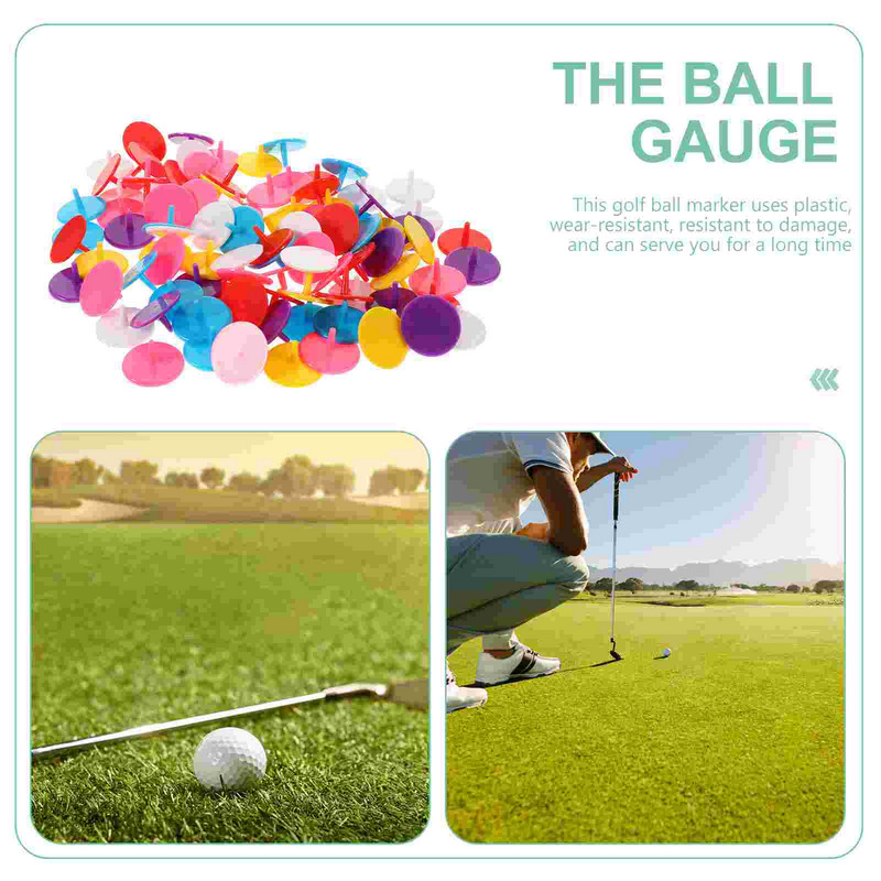 100 vnt Spalvoti golfo kamuoliukų žymekliai Nešiojami plastikiniai golfo kamuoliukų žymėjimo įrankiai