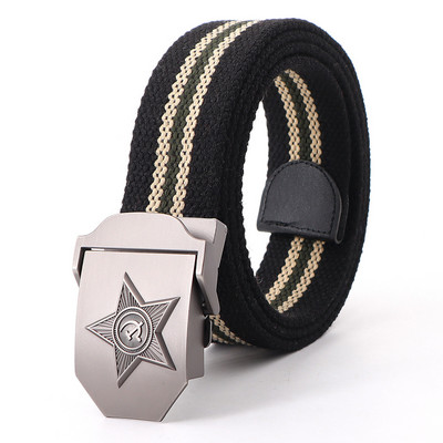 Vászon kültéri taktikai öv férfiaknak orosz stílusú automata csat kiváló minőségű férfi övek divatos katonai hadsereg derékpánt