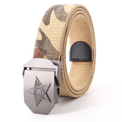 Vászon kültéri taktikai öv férfiaknak orosz stílusú automata csat kiváló minőségű férfi övek divatos katonai hadsereg derékpánt