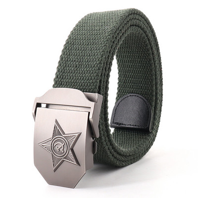 Vászon kültéri taktikai öv férfiaknak orosz stílusú automata csat kiváló minőségű férfi övek divatos katonai hadsereg derékpánt