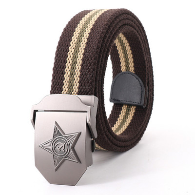 Vászon kültéri taktikai öv férfiaknak orosz stílusú automata csat kiváló minőségű férfi övek divatos katonai hadsereg derékpánt