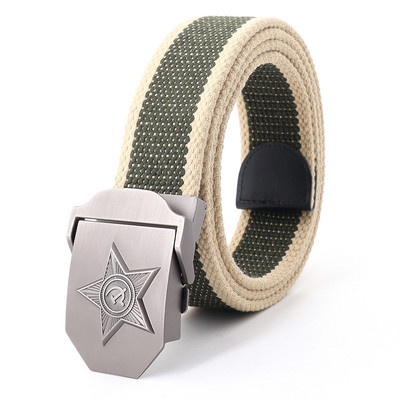 Vászon kültéri taktikai öv férfiaknak orosz stílusú automata csat kiváló minőségű férfi övek divatos katonai hadsereg derékpánt