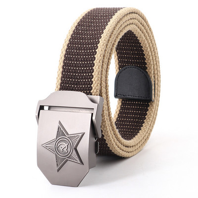 Vászon kültéri taktikai öv férfiaknak orosz stílusú automata csat kiváló minőségű férfi övek divatos katonai hadsereg derékpánt