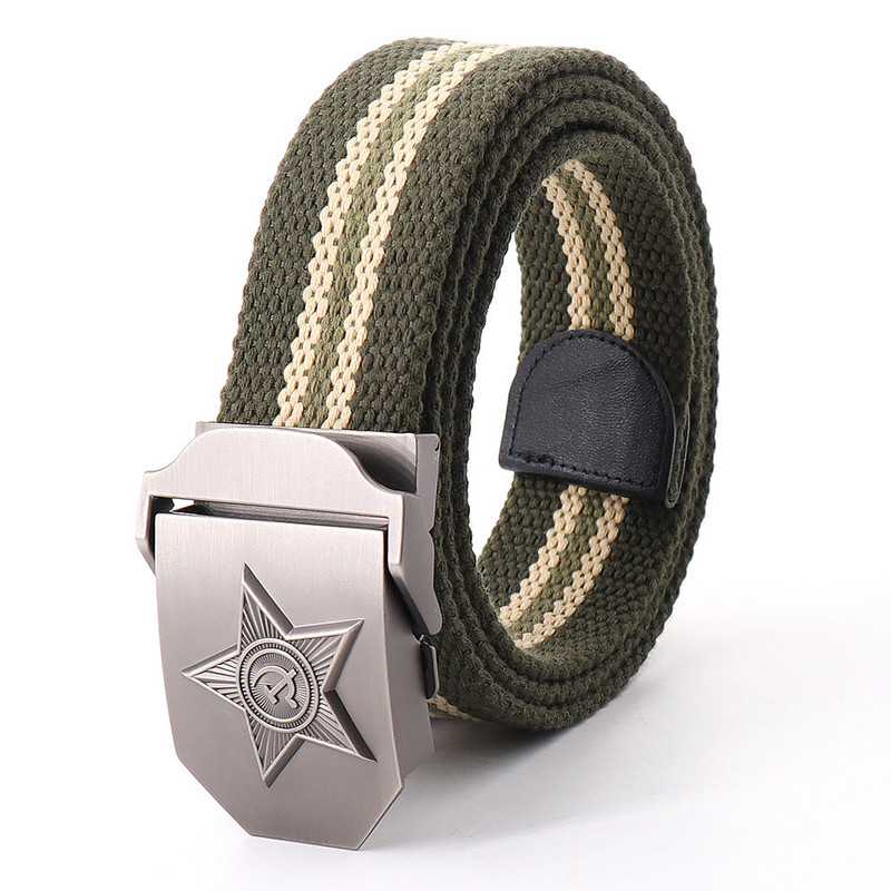 Vászon kültéri taktikai öv férfiaknak orosz stílusú automata csat kiváló minőségű férfi övek divatos katonai hadsereg derékpánt