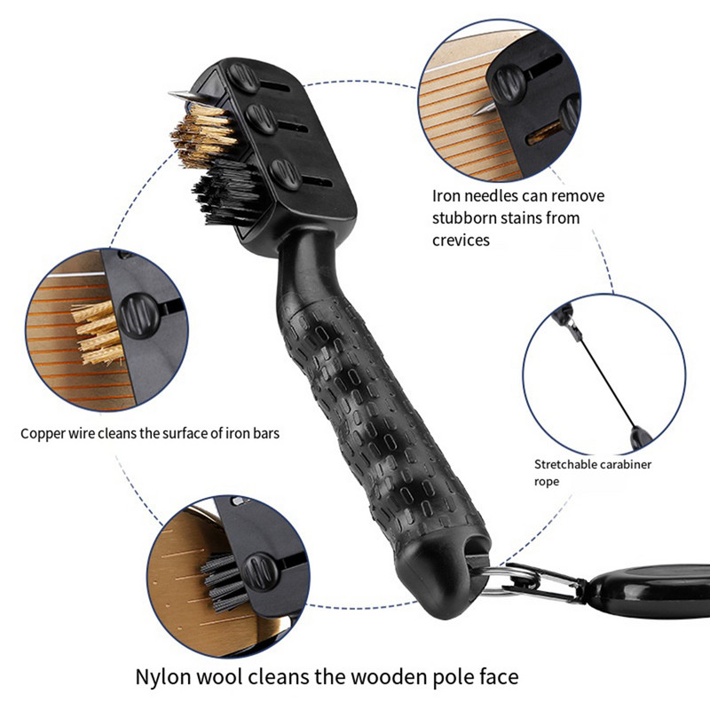 PGM Golfiklubi hari Sissetõmmatav hari Multifunktsionaalne golfi soonte puhastushari Golfiputteri kiilupuhastuskomplekti puhastustööriist