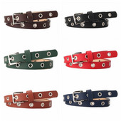 Vintage Grommet Eyelet Punk PU Ζώνη για Γυναικεία Τρύπες Κοίλη δερμάτινη ζώνη μέσης με πόρπη από κράμα Θηλυκές λεπτές ζώνες μέσης