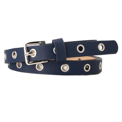 Vintage Grommet Eyelet Punk PU Ζώνη για Γυναικεία Τρύπες Κοίλη δερμάτινη ζώνη μέσης με πόρπη από κράμα Θηλυκές λεπτές ζώνες μέσης