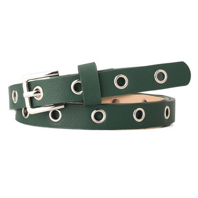 Vintage Grommet Eyelet Punk PU Ζώνη για Γυναικεία Τρύπες Κοίλη δερμάτινη ζώνη μέσης με πόρπη από κράμα Θηλυκές λεπτές ζώνες μέσης