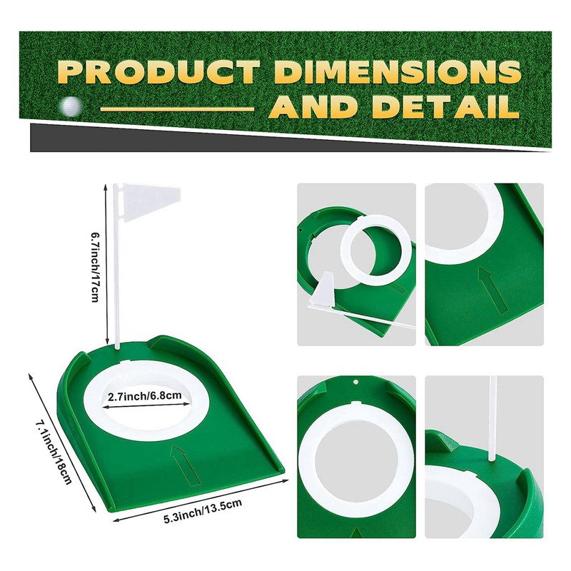 3 vnt golfo puodukas golfo duobutės treniruotėms golfo reikmenys golfo treniruokliai su plastikine vėliava žalia ir balta