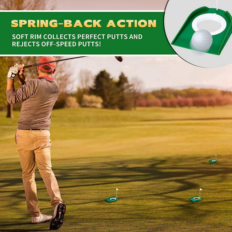 3 vnt golfo puodukas golfo duobutės treniruotėms golfo reikmenys golfo treniruokliai su plastikine vėliava žalia ir balta