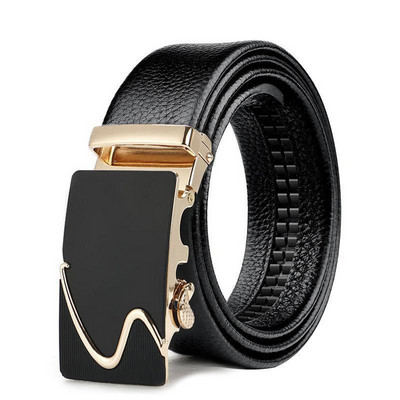 3,5 см бизнес мъжки колан от сплав с автоматична катарама с шарка на личи, висококачествена имитация на кожа, издръжлив ежедневен колан за мъже