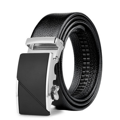 3,5 см бизнес мъжки колан от сплав с автоматична катарама с шарка на личи, висококачествена имитация на кожа, издръжлив ежедневен колан за мъже