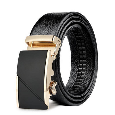3,5 см бизнес мъжки колан от сплав с автоматична катарама с шарка на личи, висококачествена имитация на кожа, издръжлив ежедневен колан за мъже