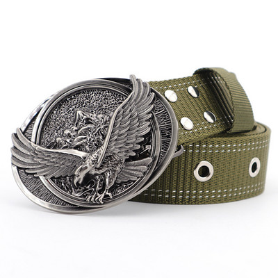 Lukk graveeritud Eagle nailonist vööga Meeste välitingimustes kasutatavad taktikalised vööd Pin Lukk Mitmekülgsed teksad lõuend Cinturon meeste vöökoht