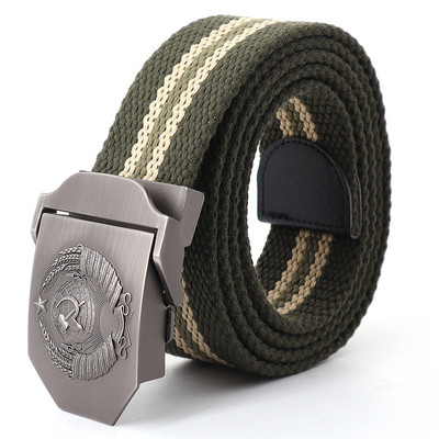 Meeste uus lõuendist vöö Nõukogude riigi embleemiga metallist pandlaga vöö meestele Ehtsad taktikalised kvaliteetsed lõuendist plastikust pandlaga vööd