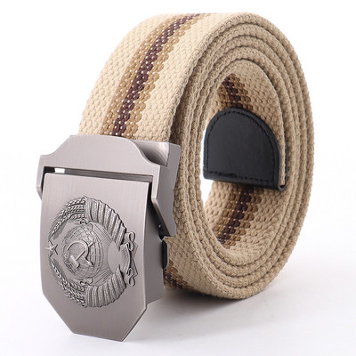 Meeste uus lõuendist vöö Nõukogude riigi embleemiga metallist pandlaga vöö meestele Ehtsad taktikalised kvaliteetsed lõuendist plastikust pandlaga vööd