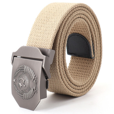 Meeste uus lõuendist vöö Nõukogude riigi embleemiga metallist pandlaga vöö meestele Ehtsad taktikalised kvaliteetsed lõuendist plastikust pandlaga vööd