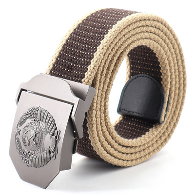 Meeste uus lõuendist vöö Nõukogude riigi embleemiga metallist pandlaga vöö meestele Ehtsad taktikalised kvaliteetsed lõuendist plastikust pandlaga vööd