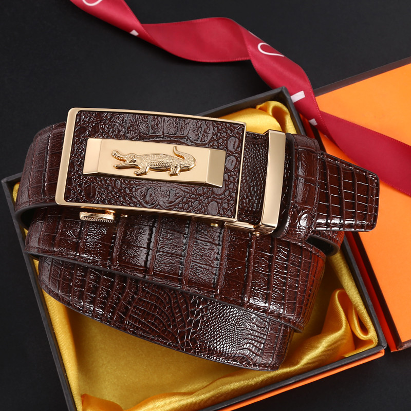 Мъжки колани Автоматичен колан с катарама Естествена кожа Висококачествени колани Кожена каишка Ежедневни дрехи за дънки за мъжа