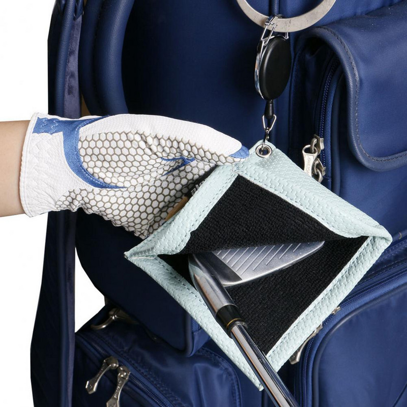 1 db golfütő tisztító törölköző textúra golf tisztító zseb zseb méret nem fakul Tisztító műbőr golflabda törlőkendő