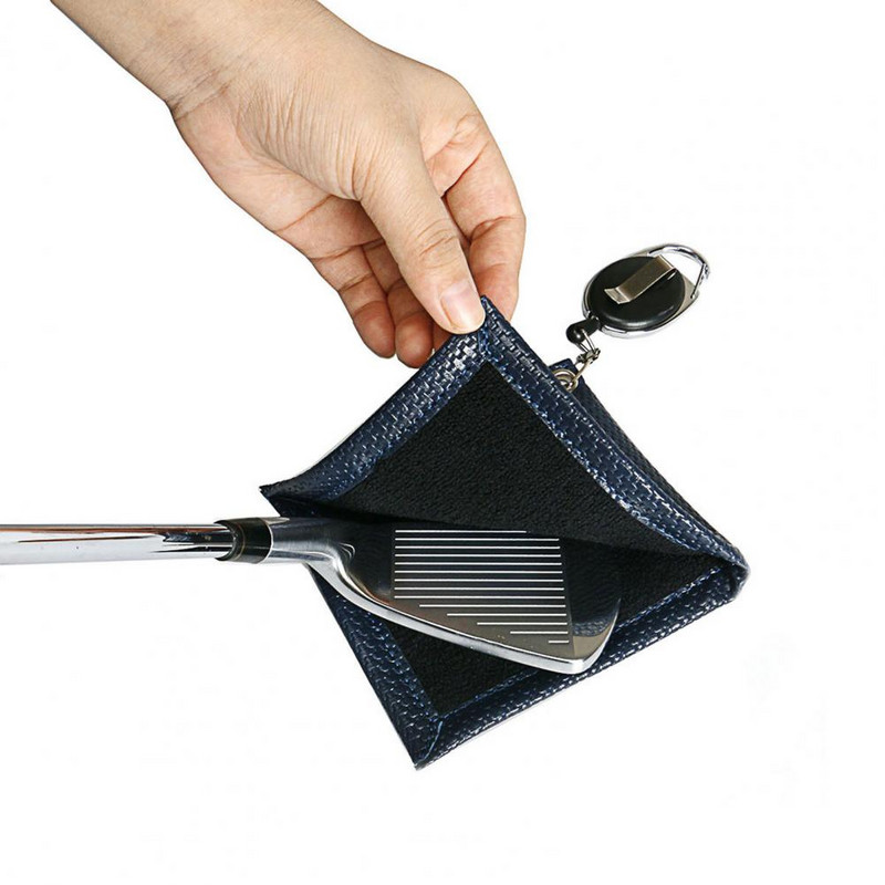 1 db golfütő tisztító törölköző textúra golf tisztító zseb zseb méret nem fakul Tisztító műbőr golflabda törlőkendő