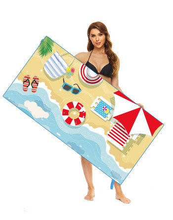 Бързосъхнеща библиотечна кърпа с печат Бързосъхнеща кърпа за плуване Спортна кърпа Бързосъхнеща преносима плажна кърпа за пътуване Голям размер Плажна кърпа за баня Подложка Водна
