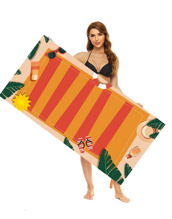 Бързосъхнеща библиотечна кърпа с печат Бързосъхнеща кърпа за плуване Спортна кърпа Бързосъхнеща преносима плажна кърпа за пътуване Голям размер Плажна кърпа за баня Подложка Водна