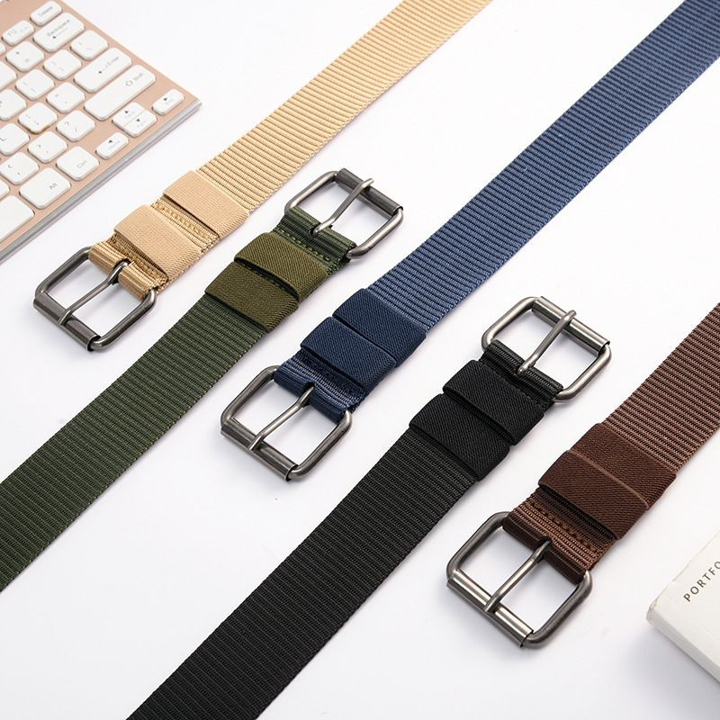 Poorsest lõuendist vöö meeste nööpnõelaga pandlaga vöö õpilaste noorte korea versioon saja teksapüksist vöö sõjaline väljaõpe pikendatud naine