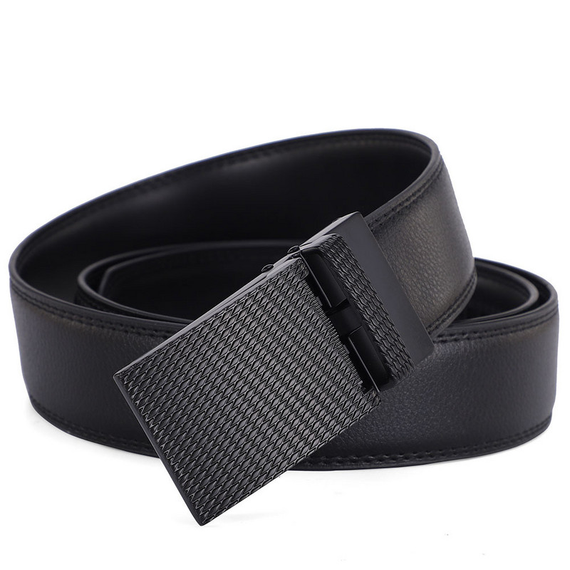 Must pandlaga Click Meeste nahast rihmad Kvaliteetne disainvöörihm Meeste vöö Luksuslik Cinturones Para Hombre Automaatne Suur