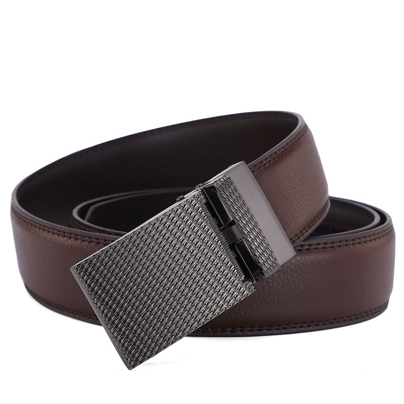 Must pandlaga Click Meeste nahast rihmad Kvaliteetne disainvöörihm Meeste vöö Luksuslik Cinturones Para Hombre Automaatne Suur