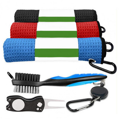 Golf Accessories Premium Golf Club Kit Flexible Bristle Brush Non-shedding Towel Foldable Divot Tool for Golfers Golf Club Brush