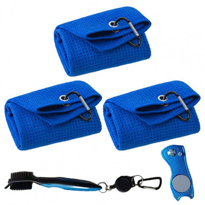 Golf Club Brush Premium Golf Club Kit Flexible Bristle Brush Non-shedding Towel Foldable Divot Tool for Golfers Golf Supplies