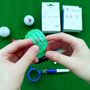 Инструмент за маркиране на топка за голф Модно устройство за рисуване на линии с писалка 360-градусов комплект за подравняване на голф за голф на открито Розов