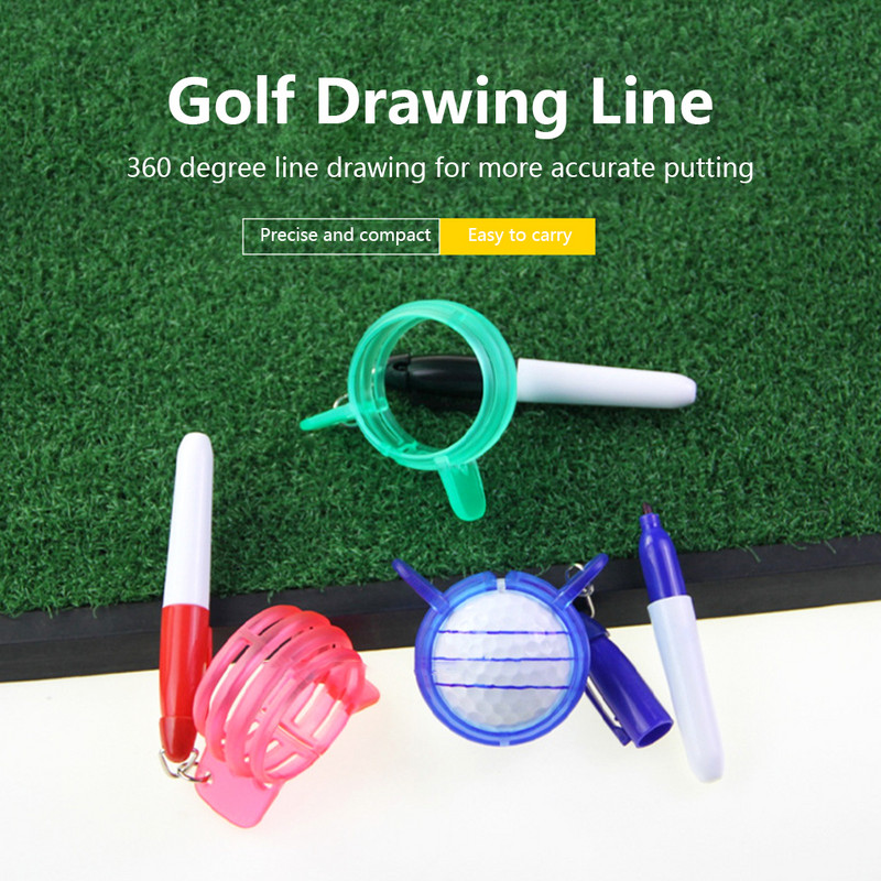 Alat za označavanje linija loptice za golf Moderan uređaj za crtanje linija s olovkom Komplet za poravnanje golfa od 360 stupnjeva za golf na otvorenom, ružičasta