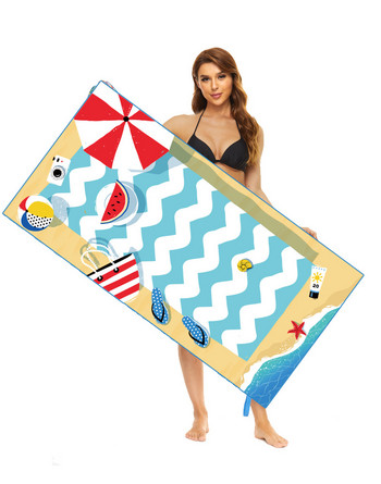 Типет Бързосъхнеща кърпа за библиотека Спортна кърпа за плуване Бързосъхнеща преносима плажна кърпа за пътуване Голям размер Плажна кърпа за баня Подложка Водна