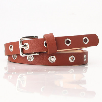 Women PU Leather Belt Alloy Pin Buckle Hollow Hole Imitation Leather Waistband Casual Waist Belt Decorations Clothes Accessories