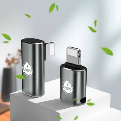 20 W USB Type-C greito įkrovimo adapteris, skirtas iPhone 11 12 13 14 USB C moteriškas ir apšvietimas vyriškas tiesios galvos alkūnės keitiklio adapteris