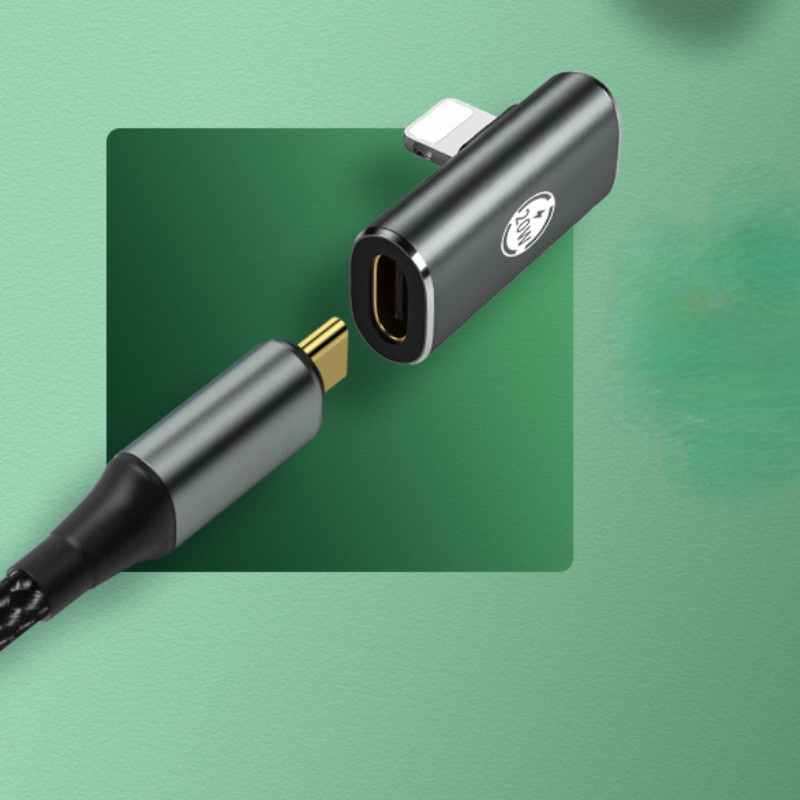 20 W USB Type-C greito įkrovimo adapteris, skirtas iPhone 11 12 13 14 USB C moteriškas ir apšvietimas vyriškas tiesios galvos alkūnės keitiklio adapteris