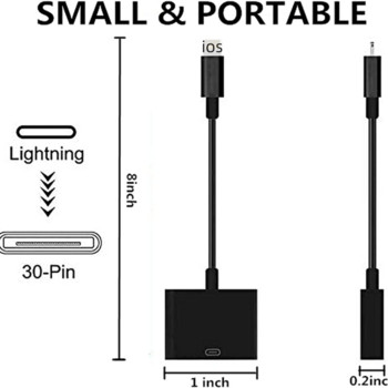 Lightning към 30-пинов адаптер с кабел, кабел, синхронизиращ конвертор, поддръжка за зареждане за телефон 13/13PM/12PM/11 PM/XS/8P