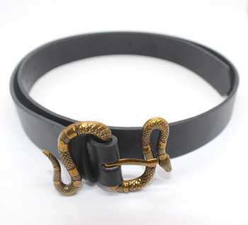 PU кожени мъжки колани Beltsgoth Gold S катарама със змия Регулируем дънков колан Луксозна марка черни колани за жени 105CM