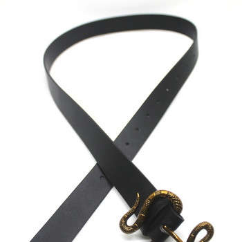 PU кожени мъжки колани Beltsgoth Gold S катарама със змия Регулируем дънков колан Луксозна марка черни колани за жени 105CM