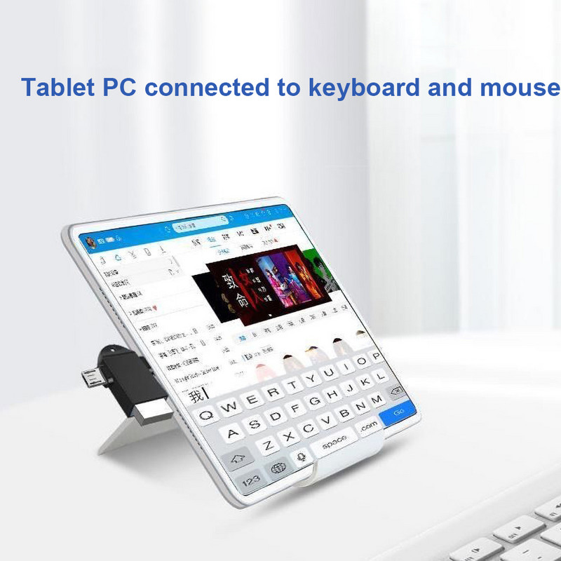 USB-aljzatból mikro-dugaszba és C-típusú dugasz csatlakozó alumíniumötvözet 2 az 1-ben OTG-adapter menet közben konverter kártyaolvasóhoz