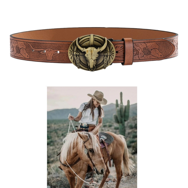 Vakarų stiliaus vyriško juosmens diržas su reljefiniu raštu Bull Head sagtis juosmens diržas Universalios suknelės Paltas juosmens juosta