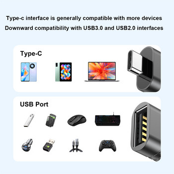 USB C3.1 Αρσενικό σε USB3.2 Θηλυκό Προσαρμογέας κράματος ψευδαργύρου Μεταφορά δεδομένων & φόρτιση Μετατροπέας USB C OTG για Macbook Air/Pro Laptop Ipad