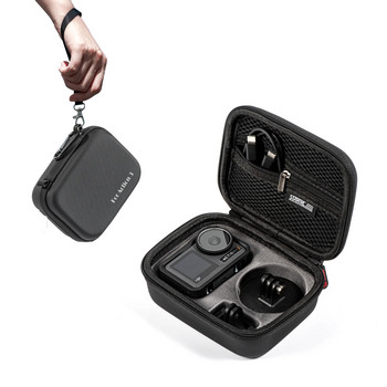 Για φωτογραφική μηχανή DJI Osmo Action 4 / 3 / 2 Μαύρη φορητή τσάντα αποθήκευσης PU Τσάντα αντιπτωτικής τσάντα DJI Action Camera All-round αξεσουάρ
