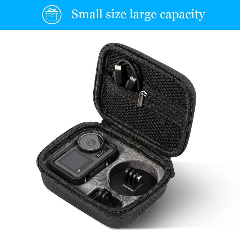 Pentru camera DJI Osmo Action 4/3/2 Geanta de depozitare portabila din PU, neagra Geanta de mana anti-cadere DJI Camera de actiune Geanta cu accesorii universale